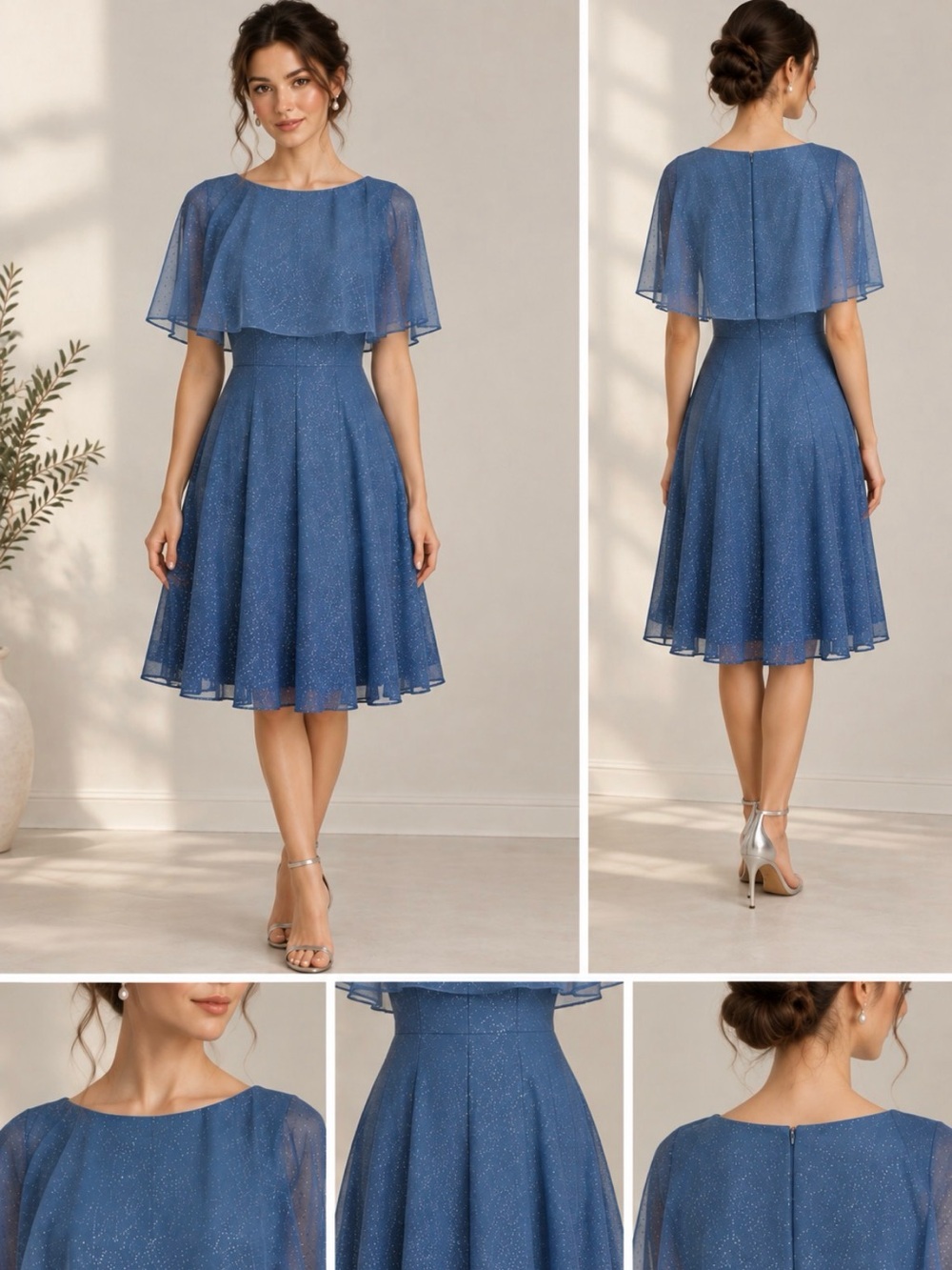 Danny & Nicole Blue Ombre Glitter Midi Dress